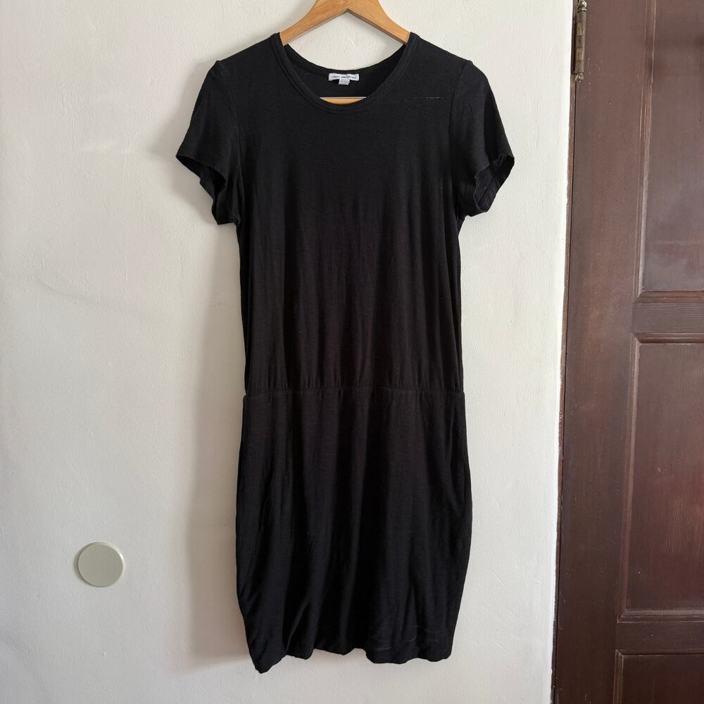 Standard JAMES PERSE | Black Slub knit T Shirt Mini Dress | Size 3 / Large